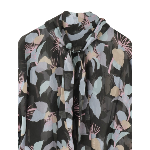 CHLOE Top blouse Georgette de soie imprimé floral col lavallière