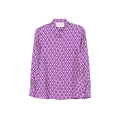 Chemise à manches longues soie Georgette viol et logo V écru