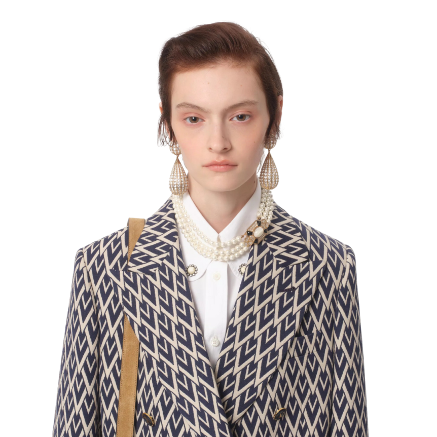 Chemise manches longues VALENTINO popeline de coton blanc bijoux cfleurs ol