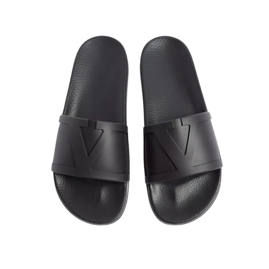 Claquettes VALENTINO Coolside caoutchouc noir bride V Logo signature