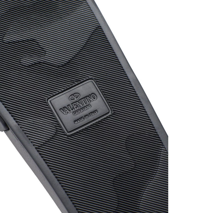 Claquettes VALENTINO Coolside caoutchouc noir bride V Logo signature