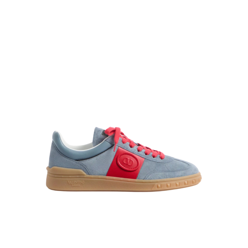 Baskets basses VALENTINO Upvillage cuir nappa veau bleu rouge
