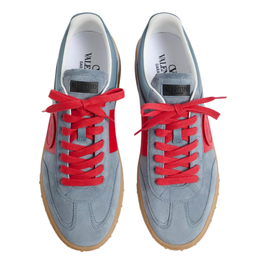 Baskets basses VALENTINO Upvillage cuir nappa veau bleu rouge