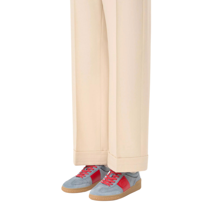 Baskets basses VALENTINO Upvillage cuir nappa veau bleu rouge