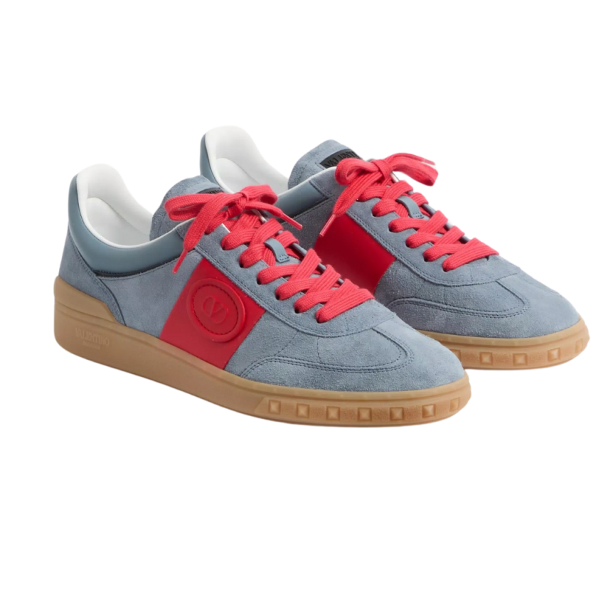 Baskets basses VALENTINO Upvillage cuir nappa veau bleu rouge