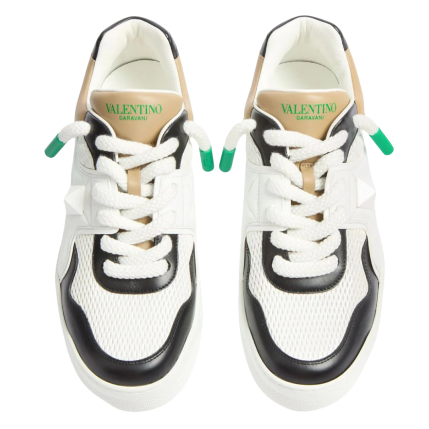 Baskets basses VALENTINO One Stud XL cuir nappa blanc noir