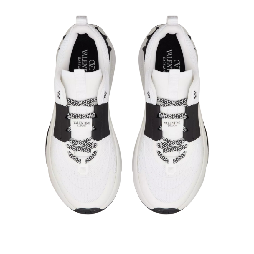 Baskets basses VALENTINO True Act tissu ajouré Blanc Noir