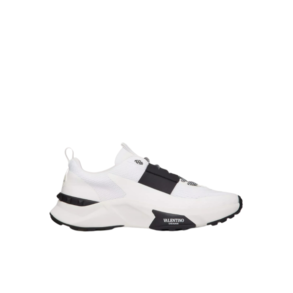 Baskets basses VALENTINO True Act tissu ajouré Blanc Noir