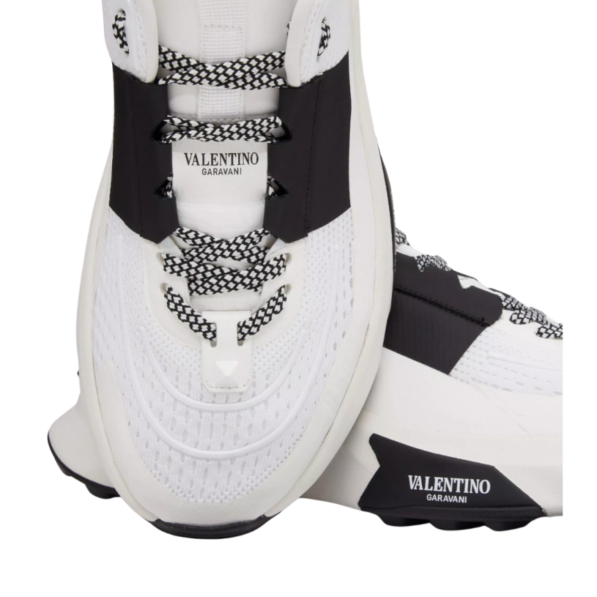 Baskets basses VALENTINO True Act tissu ajouré Blanc Noir