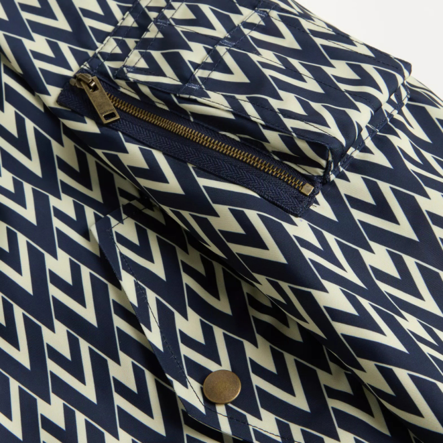 Blouson bomber VALENTINO nylon bleu marine V logo écru