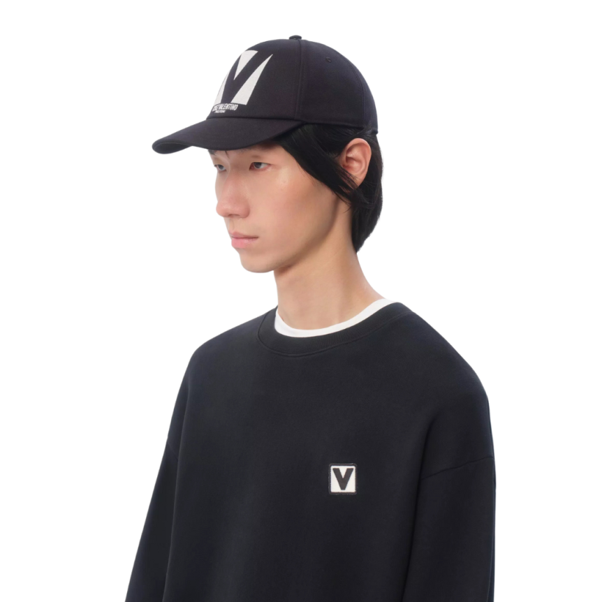Casquette Chez Valentino coton noir blanc