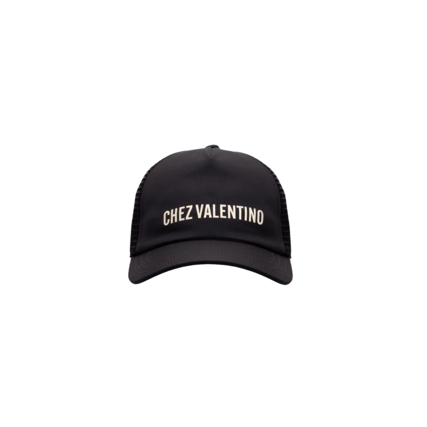 Casquette nylon noir Chez Valentino écru filet