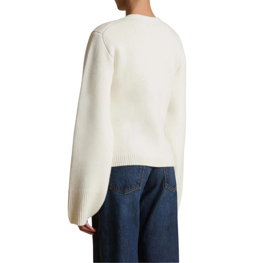 Cardigan à boutons KHAITE Scarlet col en V Cachemire écru