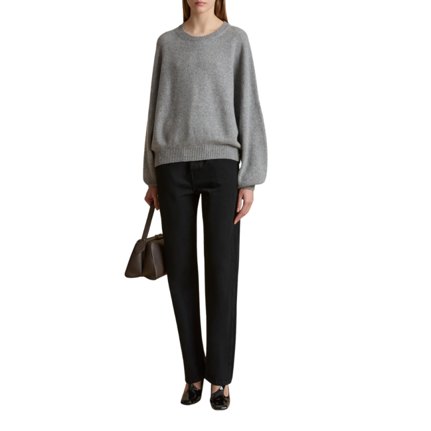 Pull large col rond KHAITE Margaux cachemire gris