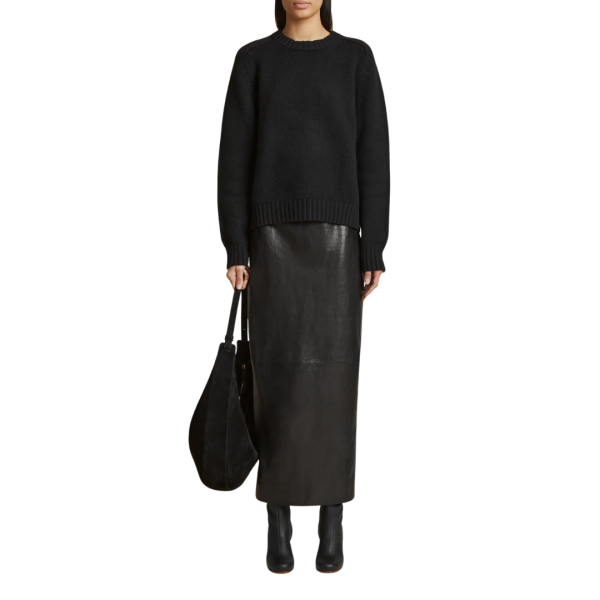 Pull long col rond KHAITE Maé cachemire noir