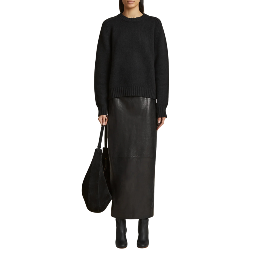 Pull long col rond KHAITE Maé cachemire noir