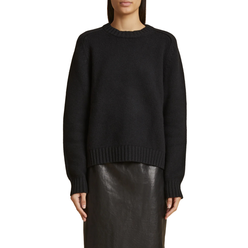 Pull long col rond KHAITE Maé cachemire noir