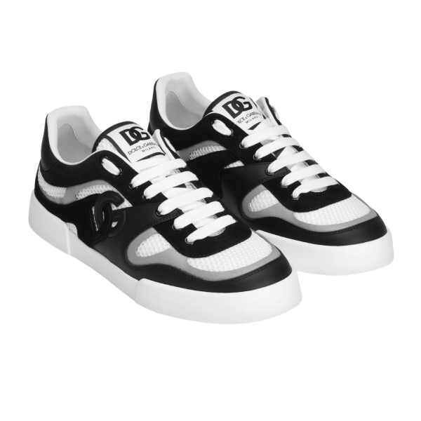 Baskets DOLCE & GABBANA Strobel Portofino Light cuir veau noir blanc