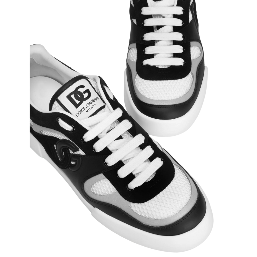 Baskets DOLCE & GABBANA Strobel Portofino Light cuir veau noir blanc