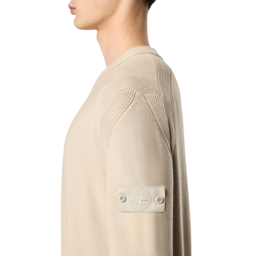 Pull ample STONE ISLAND ras-du-cou coton cachemire beige Ghost