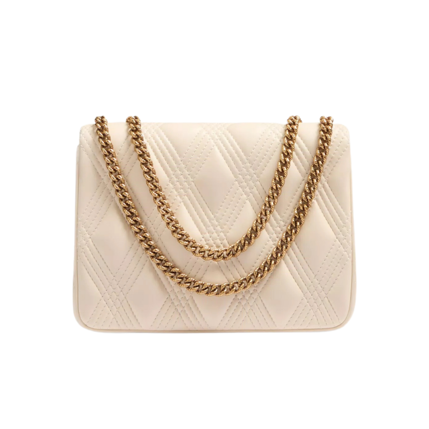 Sac porté épaule VALENTINO Quilte 67 cuir nappa matelassé écru boucle V doré