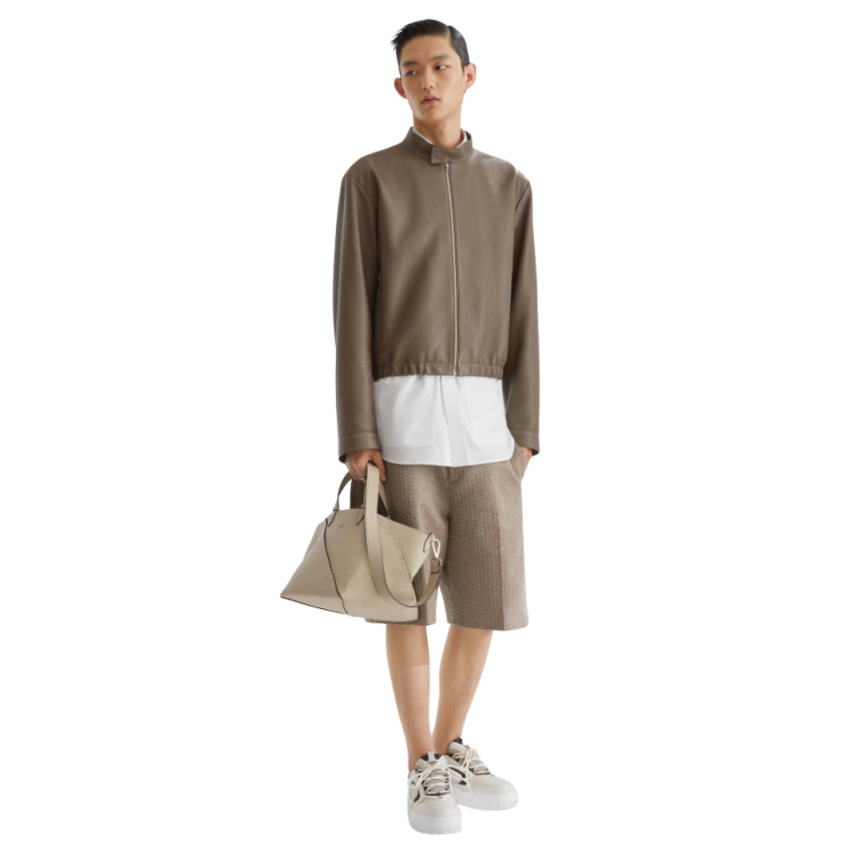 Baskets sneakers FENDI Force cuir blanc beige motif FF marron