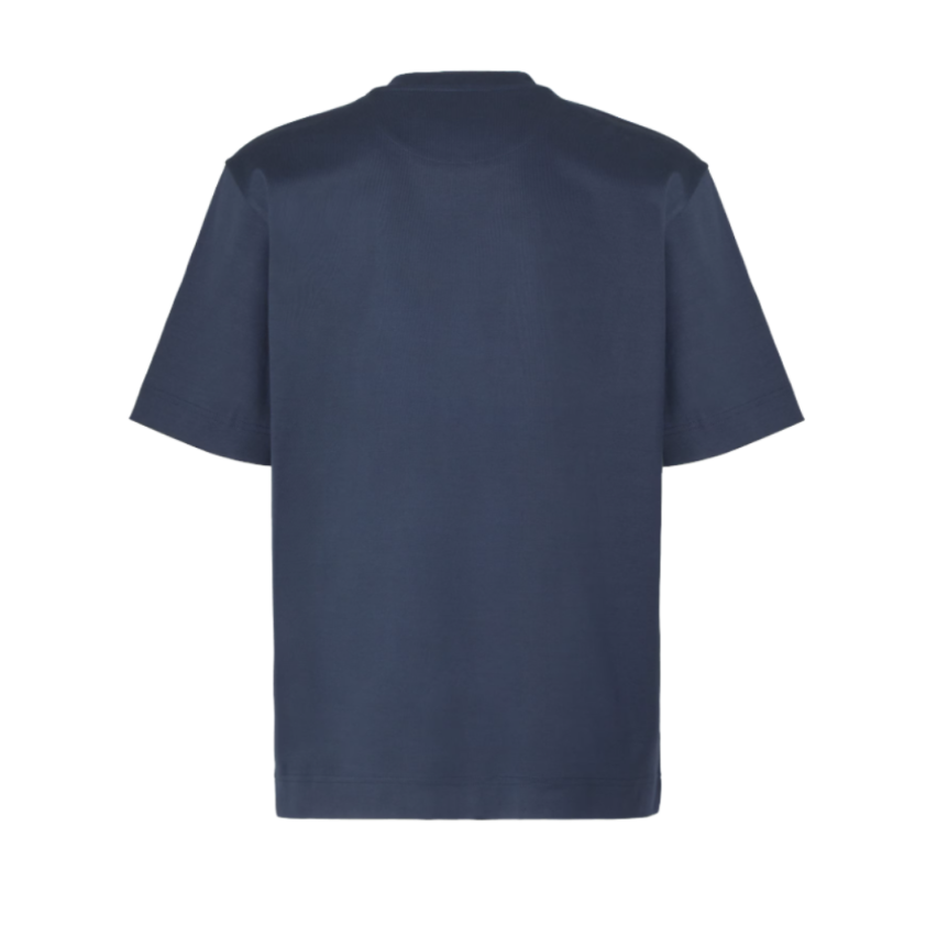 T-shirt col rond coton bleu marine poche zippée Fendi Blanc