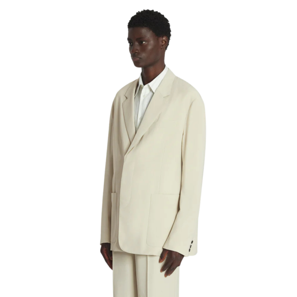 Veste ample LANVIN laine mélangée écru mastic boutons cachés