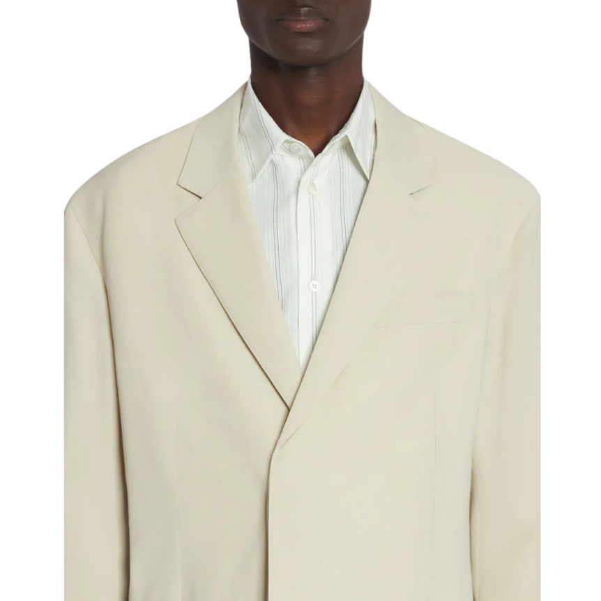 Veste ample LANVIN laine mélangée écru mastic boutons cachés