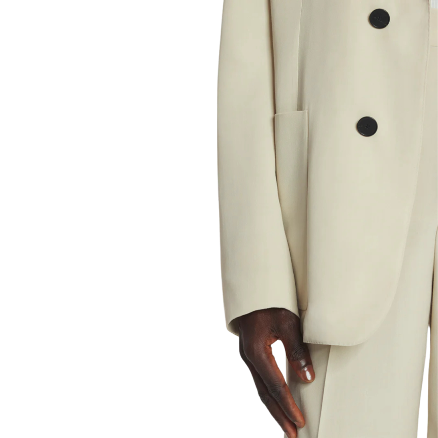 Veste ample LANVIN laine mélangée écru mastic boutons cachés