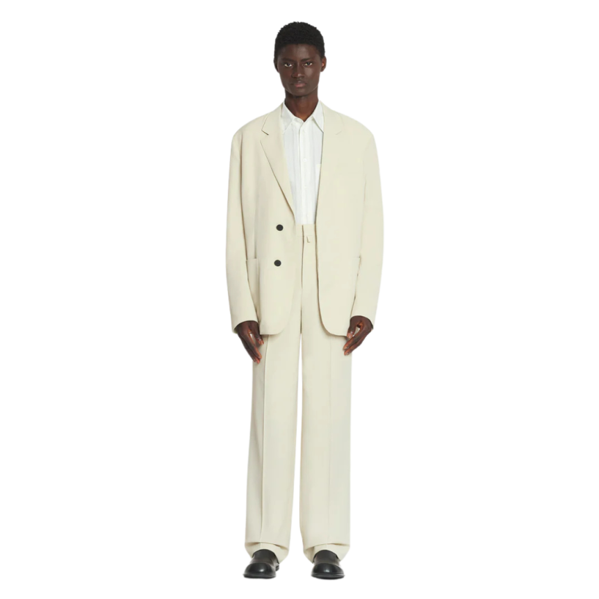 Veste ample LANVIN laine mélangée écru mastic boutons cachés