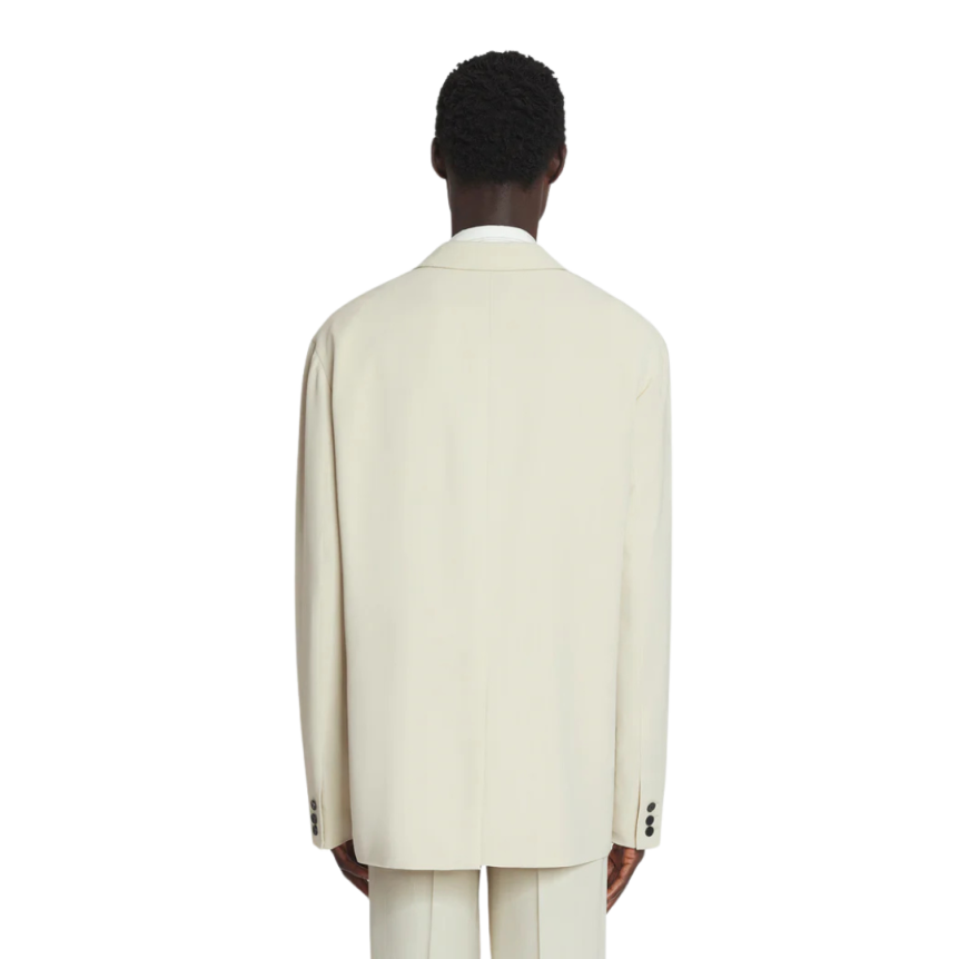 Veste ample LANVIN laine mélangée écru mastic boutons cachés