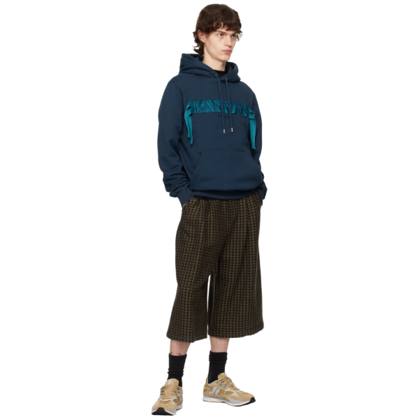 Baskets à lacets LANVIN Meteor cuir mesh camel bleu