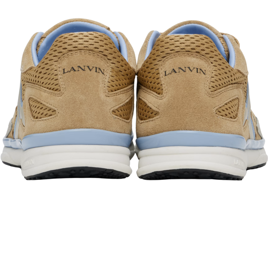 Baskets à lacets LANVIN Meteor cuir mesh camel bleu