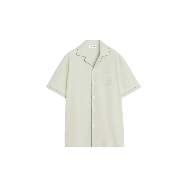 Chemise LANVIN bowling viscose soie fluide mastic broderie logo