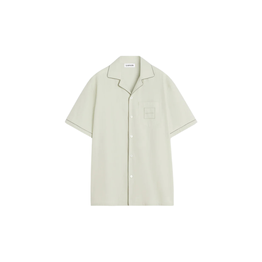 Chemise LANVIN bowling viscose soie fluide mastic broderie logo