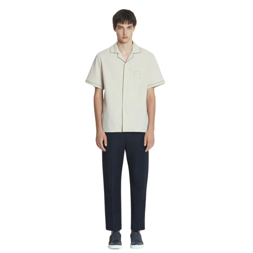 Chemise LANVIN bowling viscose soie fluide mastic broderie logo