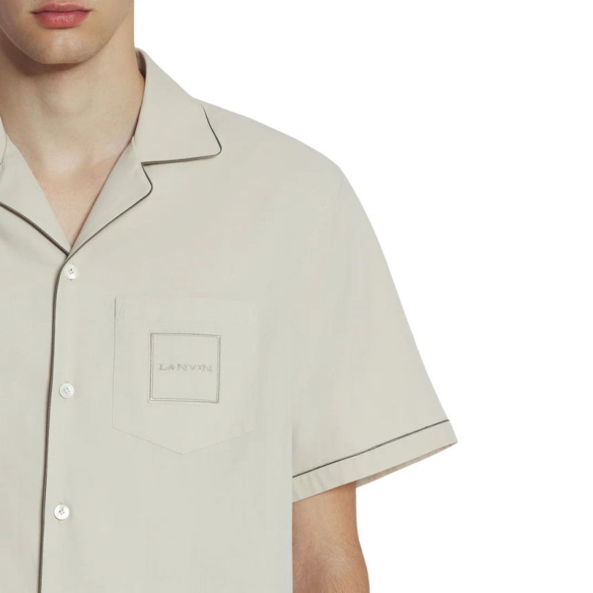 Chemise LANVIN bowling viscose soie fluide mastic broderie logo