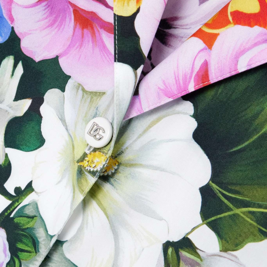 Chemise courte à nouer DOLCE & GABBANA coton blanc imprimé fleurs