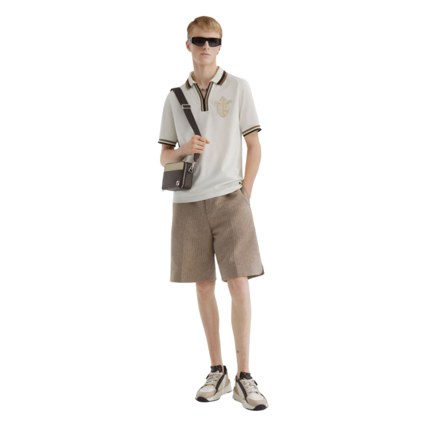 Bermuda tailleur FENDI laine polaire beige surpiqures