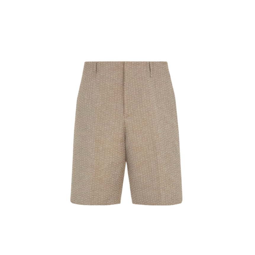 Bermuda tailleur FENDI laine polaire beige surpiqures