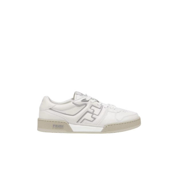 Baskets basses à lacets FENDI Match cuir blanc FF gris