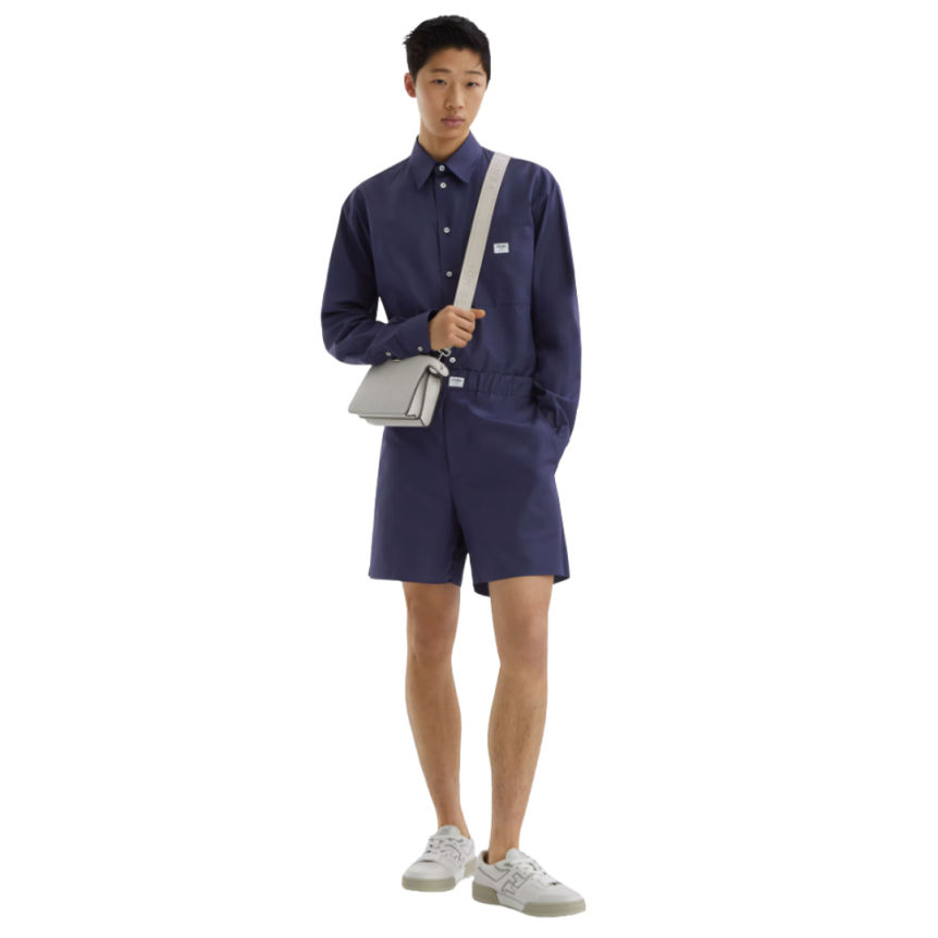 Baskets basses à lacets FENDI Match cuir blanc FF gris