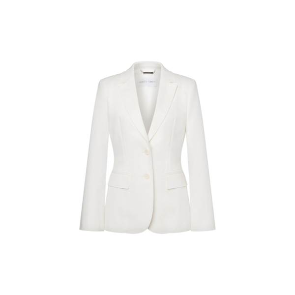 Veste blazer ALBERTA FERRETTI cintré simple bouton coton blanc