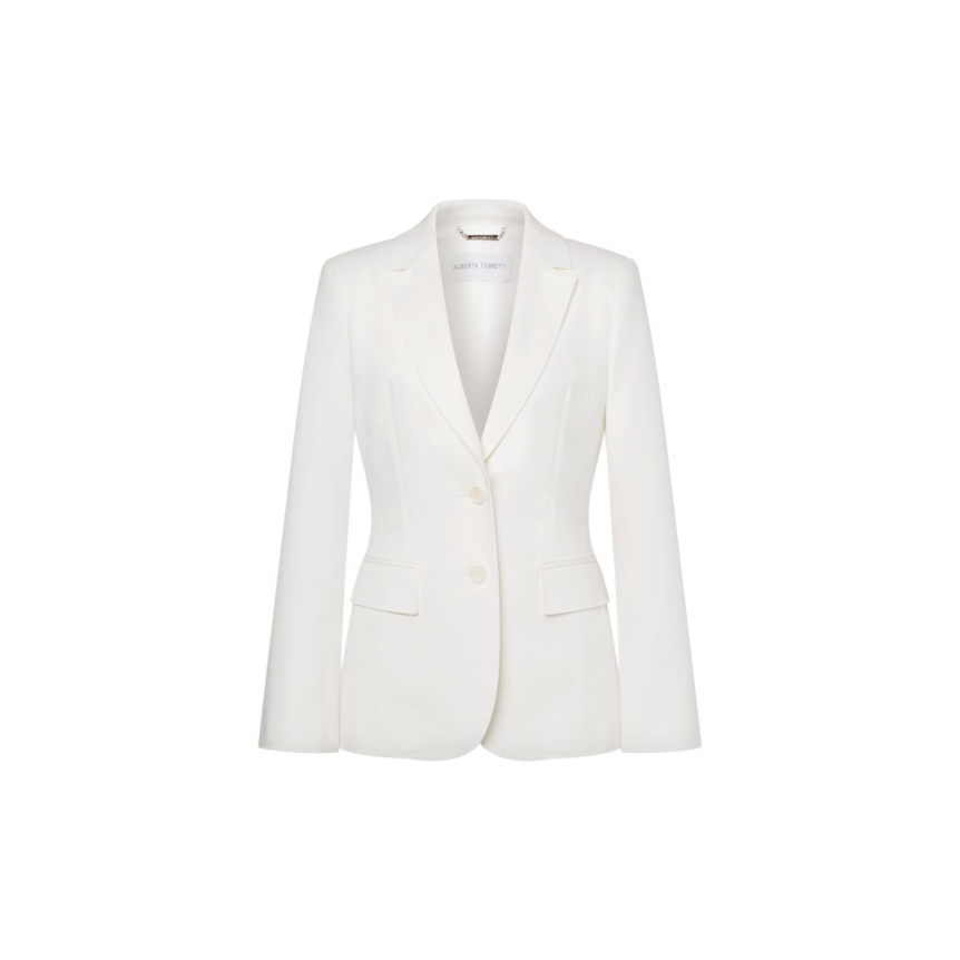Veste blazer ALBERTA FERRETTI cintré simple bouton coton blanc