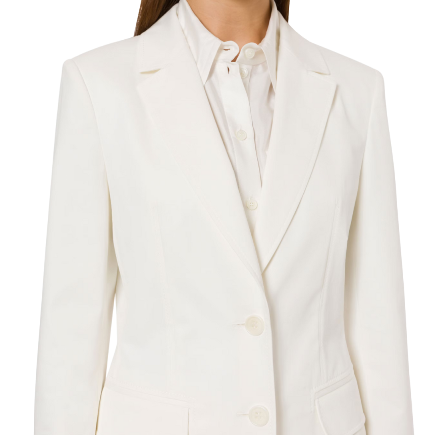 Veste blazer ALBERTA FERRETTI cintré simple bouton coton blanc