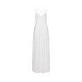 Robe longue col V bretelle fine coton blanc dentelle fleurie