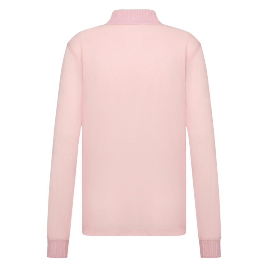 Polo manche longue DIOR coton mélangé rose broderie logo