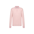Polo manche longue coton mélangé rose broderie logo