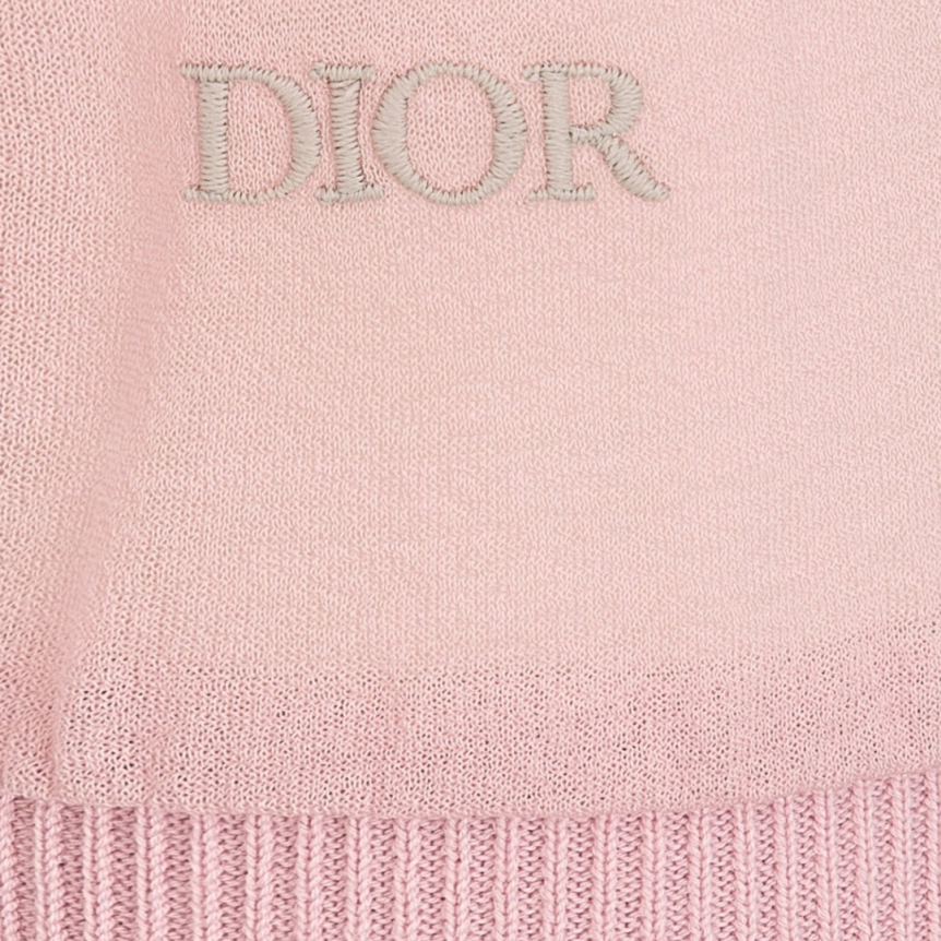 Polo manche longue DIOR coton mélangé rose broderie logo